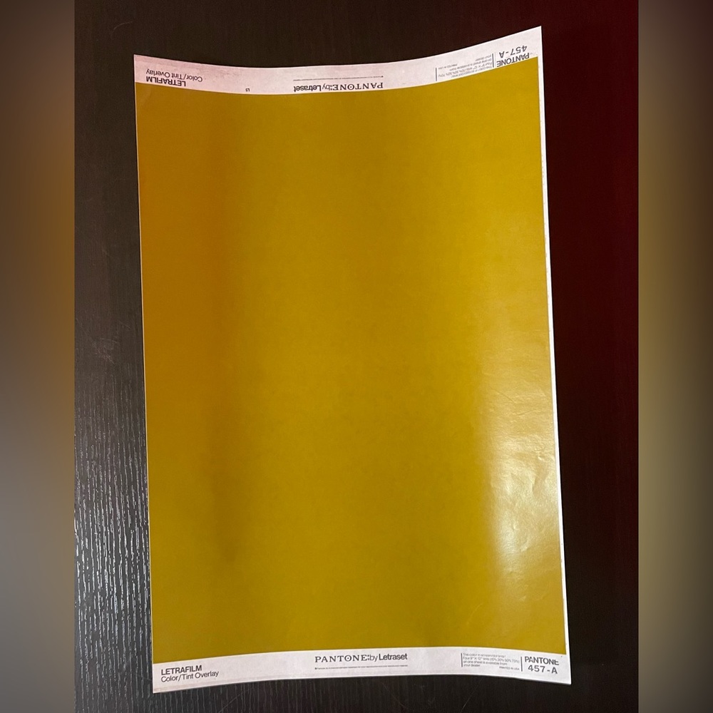 Vintage Pantone by Letraset Letrafilm Color/Tint Overlay 457-A • 20x13”   *RARE*